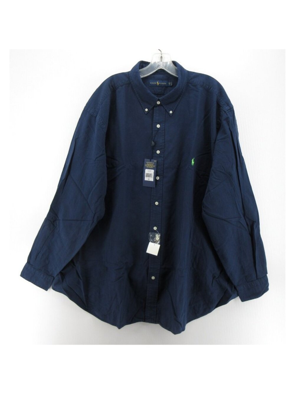 Ralph Lauren Shirt 3XB Big Navy Button Down Minimalist Green Pony Logo